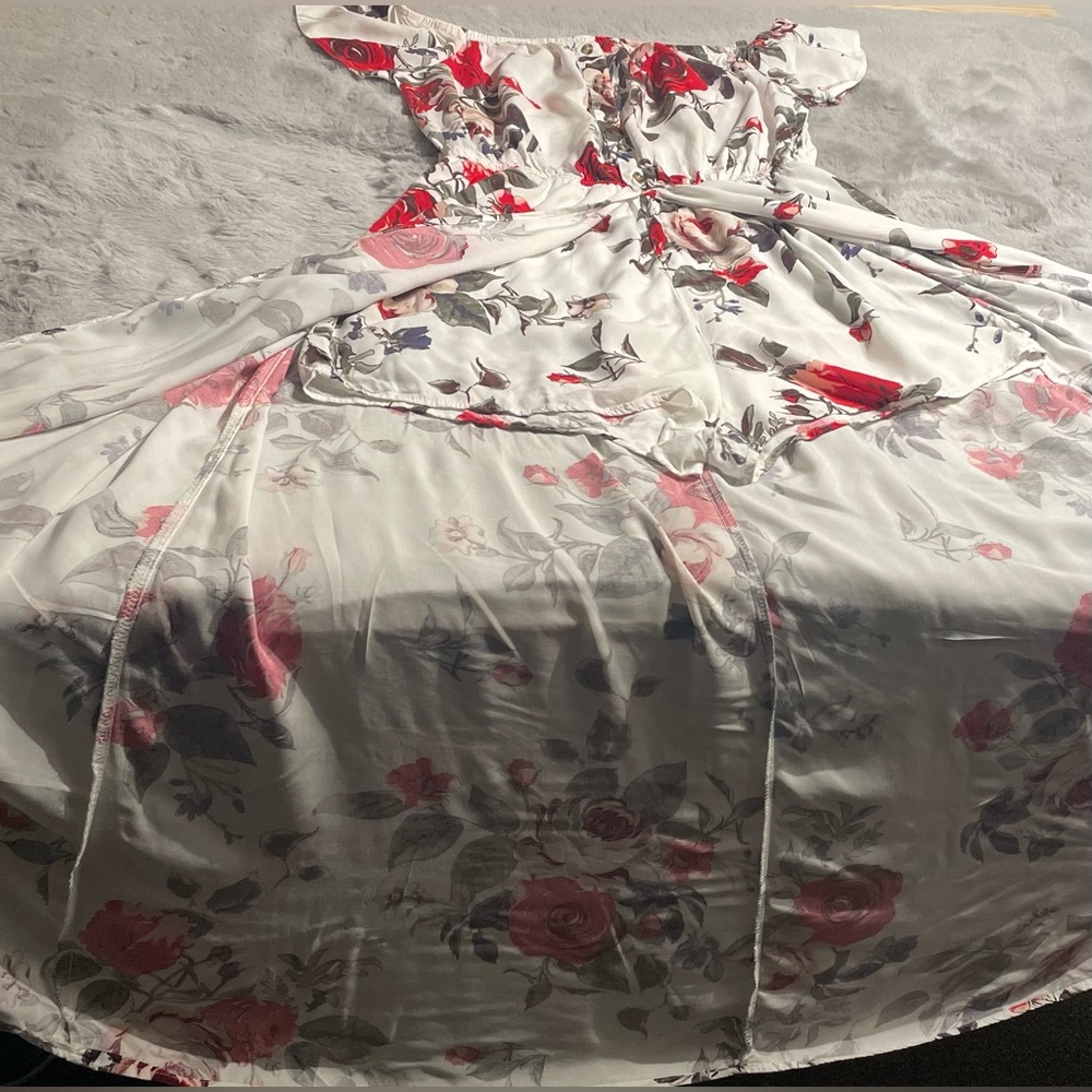 J for Justify Floral Off-Shoulder Jumpsuit - Red and White - Picture 3 of 10